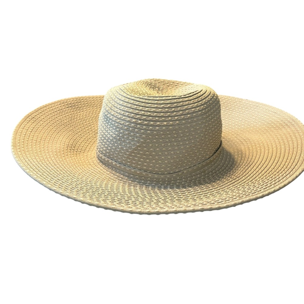 San Diego Hat Company Womens Beige Green Wide Brim Straw Sun‎ Hat  Beach O/S